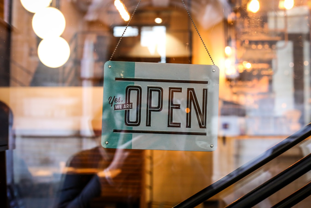 Open sign at business