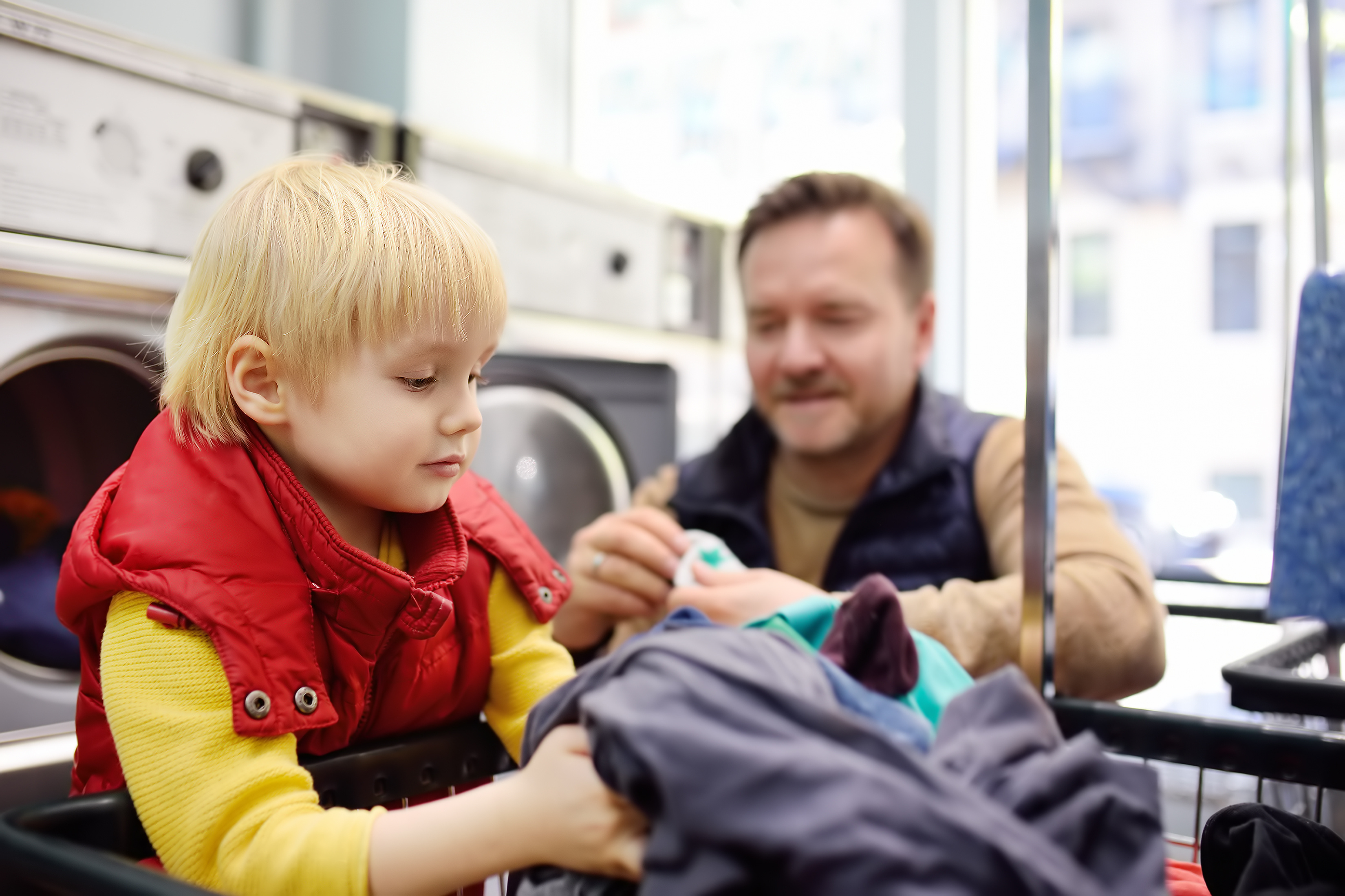 happy laundromat customer